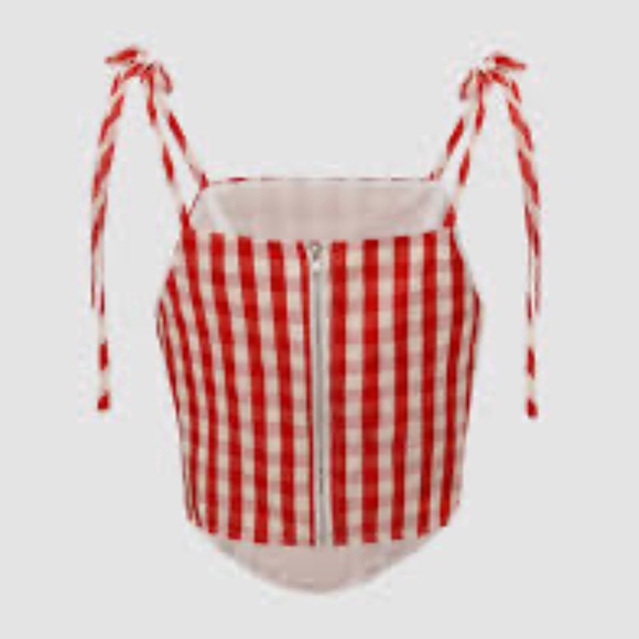 CIDER Gingham Bustier Top with Bows - Medium - Picture 5 of 6